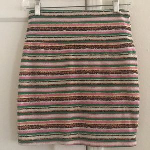 Colorful striped stretchy mini skirt